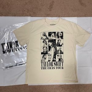 Taylor Swift The Eras Tour Unisex Cream/Beige T-Shirt Official Merch LARGE
